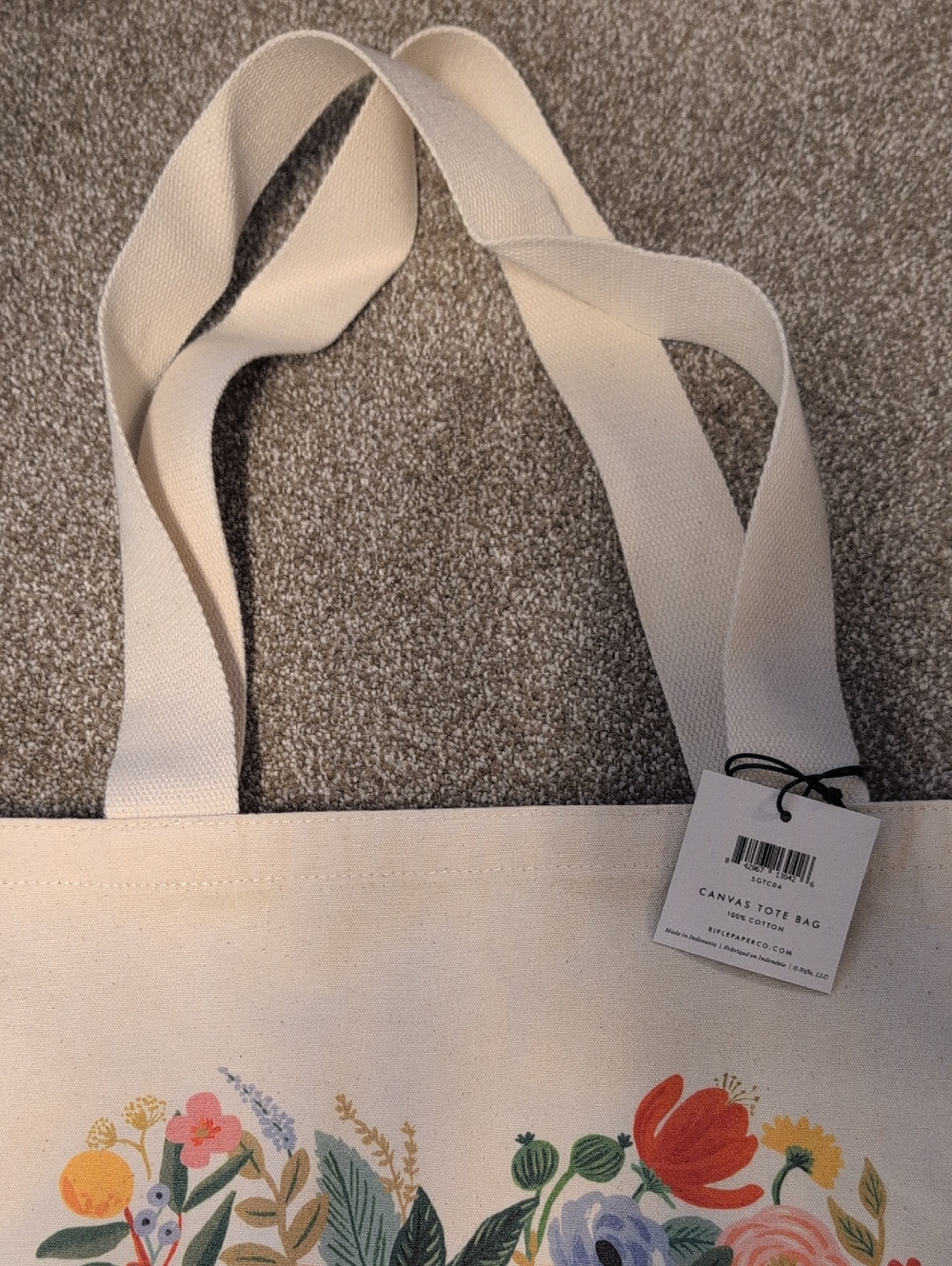 NWT Rifle Paper Co. Heart Canvas Tote - Picture 5 of 7